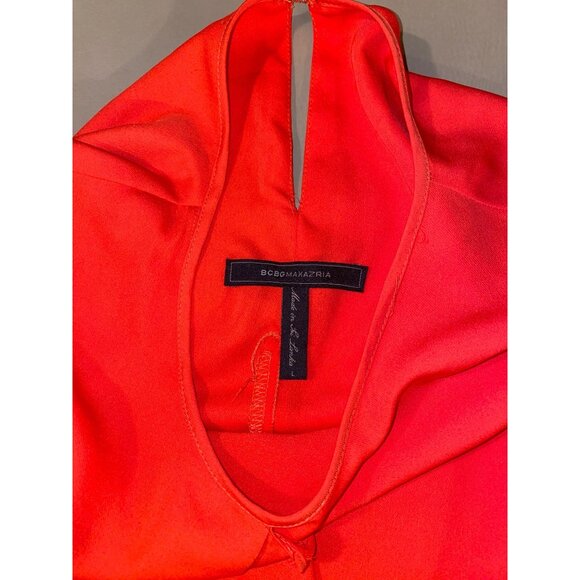 BCBGMAXAZRIA Red Draped Front Short Sleeve Dress Size Large - Picture 2 of 6